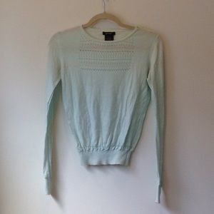 Blue long-sleeve shirt.